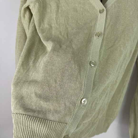 Halogen Sage Green Linen Blend Lightweight Cardigan Sweater Small NWT Nordstrom - Picture 4 of 8